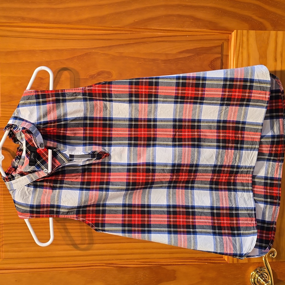 J. Crew Red Navy White Plaid Sleeveless Top